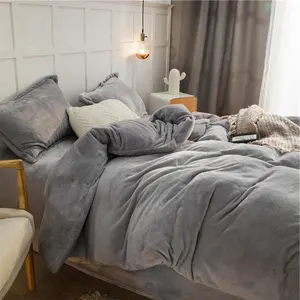 Drap de lit de luxe Queen Size taie d'oreiller lit flanelle moelleux literie couette ensemble avec drap