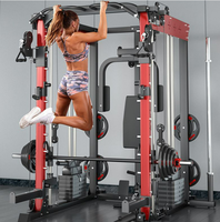 Máquina Smith Multifuncional Comercial con Pila de Pesas de 90 kg, Accesorio para Gimnasio en Casa