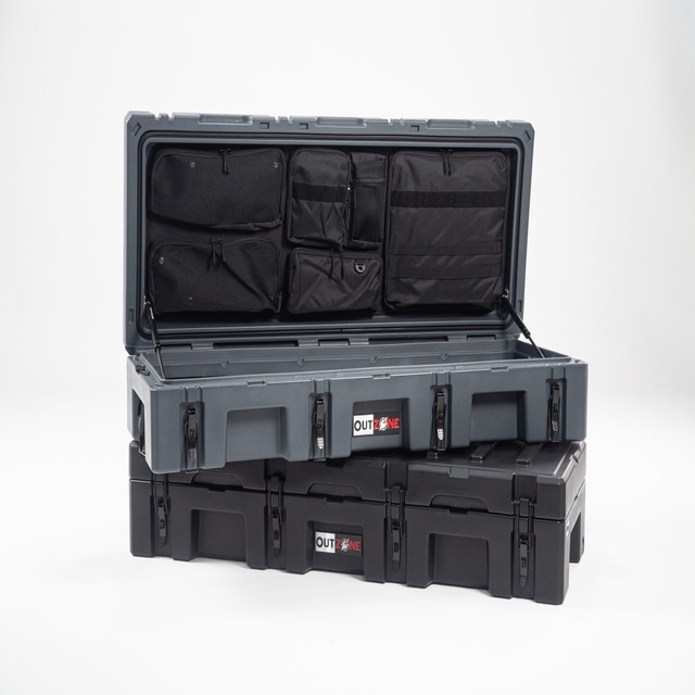 OUTZONE V7 116L Durable Large Hard Plastic Rotomolded Square Camping Transit Case Custom ODM LLDPE Cargo Storage Tool Box Custom