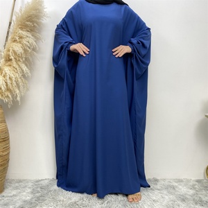 6689# Latest Simple Ramadan Design Breathable Elegant Modest Batwing Sleeves Elastic Cuff Prayer <b>Dress</b> Women Abaya Muslim - Product Image 5