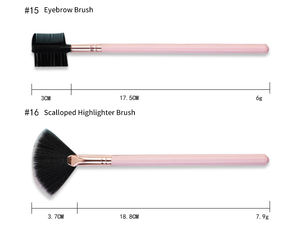 Vente en gros d'usine Outils de maquillage Brosse à maquillage cosmétique de haute qualité avec manche en bois 16 pièces Ensemble de pinceaux de maquillage de luxe rose - Product Image 6