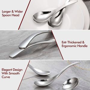 Factory Custom logo Thick Heavy Weight Soup High Grade 18/8 Stainless Steel Soup <b>Serving</b> <b>Spoons</b> - Product Image 2