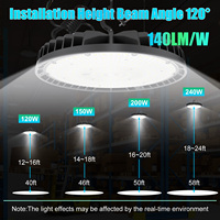 Lampes LED de plafond High Bay pour garage, lampe High Bay avec prise 110V, crochet US, homologuées UL, éclairage LED pour atelier, grange