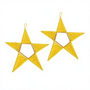 Yellow <b>Star</b> Ornaments Handmade <b>Hanging</b> Decor Traditional Christmas Craft Eco-Friendly Bamboo Rope Design Indonesia Dekor Asia - Product Image 1