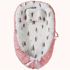 Nido para Bebé, Cuna, Colchón para Recién Nacido, Cojín de Maternidad, Cama de Viaje Plegable y Portátil, Juego de Cama para Bebé con Estampado 100% Algodón - Product Image 1