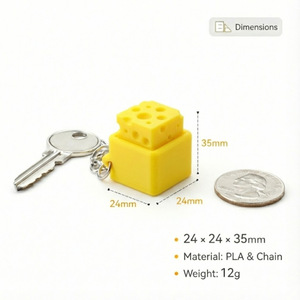 Vente en gros de porte-clés en plastique imprimé en 3D en forme de fromage, jouet de décompression NeeDoh, jouets squishy à récupération lente pour le bureau - Product Image 4