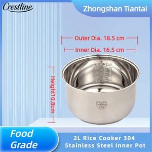 Olla Interior de Acero Inoxidable 304 de 2L con Repuestos de Aluminio para Olla Arrocera Universal de Uso Doméstico, Diseño Recto 2L U - Product Image 3