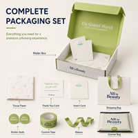 Boîte d'expédition personnalisée FSC avec impression complète, bande de déchirement facile, insert de livraison de marque pour produits de beauté et soins de la peau, idéale pour l'unboxing en boutique.