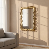 Miroir mural décoratif en métal, style nordique, accent de décoration intérieure, 78,11*3,18*78,11CM, miroir mural en métal doré, décoration intérieure de luxe