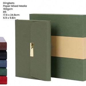 Leather Covered Notebook <b>Set</b> <b>Sewing</b> Binding Same Hue Pen Elegant Box and Bookmark Ribbon - Product Image 4