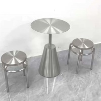 Table de bistrot industrielle en acier inoxydable, mobilier de restaurant pour l'extérieur, salon et hôtels - Prêt à être expédié