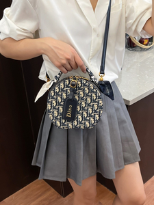 2026 KH New Boutique <strong>Navy</strong> Blue Canvas Half Moon <strong>Bag</strong> with Flap Cover, Elegant Saddle Crossbody for Lady Business - Product Image 2
