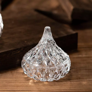 Pot de fermentation de stockage en forme de goutte d'eau diamant moderne de luxe vente en gros verre cristal nourriture maison cuisine verre <span class=keywords><strong>sucrier</strong></span> YAFU - Product Image 3