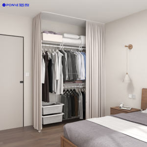 Haut de gamme personnalisable promenade dans le placard garde-robe fil étagère organisateur anti-poussière réglable plusieurs couleurs rideaux - Product Image 1
