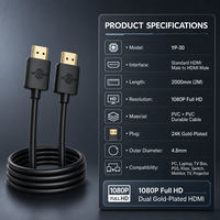 Câble vidéo HD 1080P PVC de 2 m avec logo personnalisé, haute qualité, mâle-mâle, haute performance