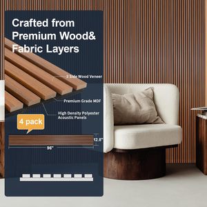 Panneaux muraux acoustiques insonorisants en bois à lattes, décoration murale intérieure, lambris en bois pour murs et plafonds - Product Image 4