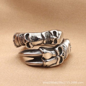Men's <b>Skull</b> Claw <b>Ring</b> Tibetan Silver Retro Punk Style Jewelry Casual Wear - Product Image 4