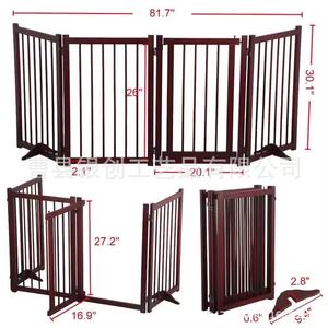 Barrière pour animaux de compagnie en bois extensible 81,7 po x 30,1 po pour chiens, utilisation en intérieur - Product Image 1