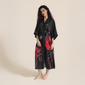 Camisones de satén Yaoting de poliéster para mujer, <span class=keywords><strong>talla</strong></span> <span class=keywords><strong>grande</strong></span>, de verano, con cuello caído, manga tres cuartos, ligeros y largos - Product Image 1