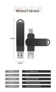 Jaster-clé USB 3 en 1, support à mémoire de 32 go 64 go 128 go 256 go, lecteur flash OTG, pour Smartphones HP Iphone <span class=keywords><strong>Lenova</strong></span>, capacité réelle - Product Image 4