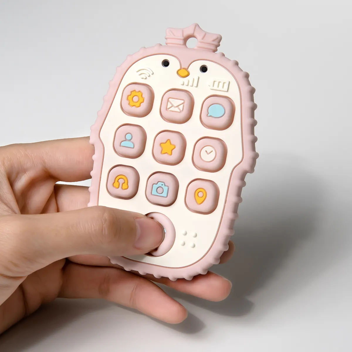 Mainan gigitan bayi luar ruangan edukasi montessori fidget remote control sensor silikon kustom untuk bayi