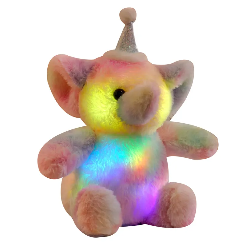 LED Light Up Rainbow/Pink/Blue 30cm Elephant Doll Stuffed Animal Glowing Elephant Soft Plush Toys