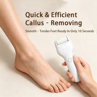 Rouleau exfoliant rechargeable pour pieds, utilisation humide/sèche, lavable, avec LED, pour peaux dures et gercées, soin des pieds