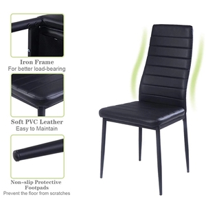 5 Piece Bếp Bàn Ăn Set Với Tempered Glass Bảng Top Da Đệm <span class=keywords><strong>4</strong></span> Ghế Và Khung Kim Loại Bảng - Product Image 5