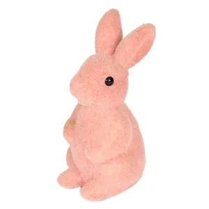 2024 New Arrivals Lovely Flocked Rabbit Spring Easter Decor Straw Green Bunny Decoration For Easter