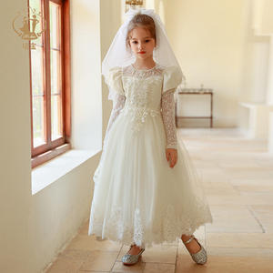 Белое элегантное платье с цветочным принтом для девочек - Product Image 5