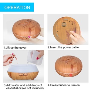 Humidificateurs ultrasoniques pour maison intelligente, lumière nocturne 7 couleurs, diffuseur d'arômes 500 ml, diffuseur d'<span class=keywords><strong>air</strong></span> à grain de bois avec certification CE RoHS - Product Image 3
