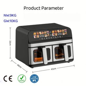 Nueva Freidora de Aire 2025 de 1700W y 9L con Mango Desmontable, Acero Inoxidable, Pantalla a Color Moderna, Múltiples Menús, Venta al por Mayor de Fábrica - Product Image 6
