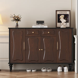 Zapatero de entrada de gran capacidad para el hogar clásico de estilo francés, armario moderno de almacenamiento de zapatos de madera - Product Image 1