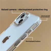 Pour 14 Pro/15/17 Air, cadre de caméra en métal transparent en TPU, gaufrage, antichoc, qualité AA, coque souple