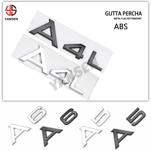 Lettres et chiffres 3D chromés noirs brillants pour <span class=keywords><strong>Audi</strong></span> A3 A7 A8 Q7 A5 A6 A4 Q2 Q3 Q5 – Emblème, plaque signalétique, badge, autocollant pour coffre de voiture - Product Image 2