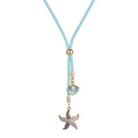 Collier pendentif étoile de mer en émail, longue chaîne en corde bleue réglable, bijoux de plage pour femmes