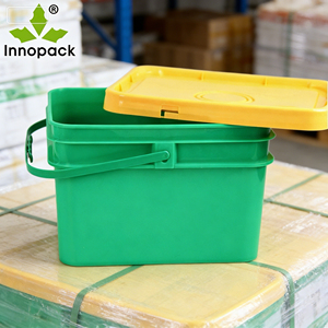 Multifunctional packaging plastic pail Customized color 20KG capacity <b>With</b> <b>lid</b> 20L rectangular <b>bucket</b> <b>with</b> handle - Product Image 3