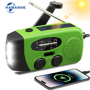 Oem nhà máy xách tay sạc khẩn cấp năng lượng mặt trời Hand Crank 2000mAh FM Đài phát thanh di động khẩn cấp - Product Image 1