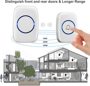 STELLAR PATH Waterproof Home 300M Wireless Doorbell 60 Chime EU/UK/US <b>Plug</b> Smart Doorbell for Apartment Modern Design 1 Year - Product Image 1