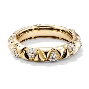 แหวนเงินแท้ 925 ชุบทองคำขาวประดับเพชร CZ ทรงพีระเมด ดีไซน์หรูหรา - Product Image 1