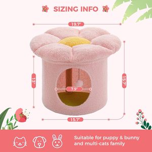 <strong>Cat</strong> Beds for Indoor <strong>Cats</strong>, Small Cute <strong>Cat</strong> Tree House with Removable Flower <strong>Cat</strong> Bed, <strong>Cat</strong> Bed Cave <strong>Cat</strong> <strong>Hideaway</strong> - Product Image 2