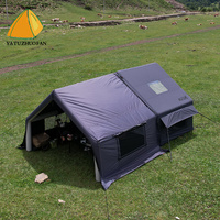 Grande tente familiale gonflable quatre saisons en toile de coton, abri cabane à deux pièces pour le camping en plein air