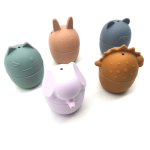 Accessoires de douche en Silicone avec Logo personnalisé, 5 animaux assortis, ensemble de jouets de bain pour tout-petits - Product Image 4