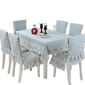 High quality Jacquard Chenille seat cover 6 sets table chair cushion set garden chair cover dining table cover set