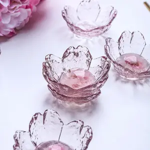 Pink Glass Bowls Set of 4 Trifle Bowl Small Dipping Sauce Cups Japanese  Sakura
