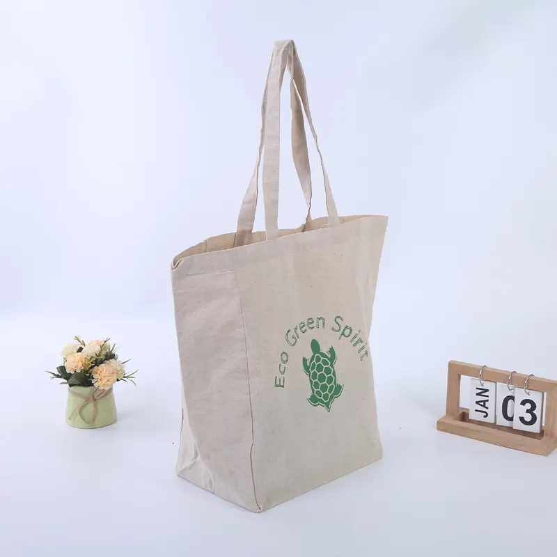 blank or custom logo print natural hemp tote bag for promotional gift