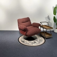 Fauteuil de salon pivotant Fat Ear, fauteuil d'appoint rembourré en tissu moelleux avec base ronde en métal pour salon, chambre à coucher, coin lecture