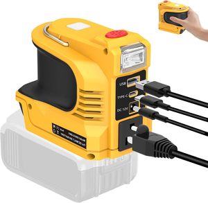 Adaptateur ABS 5-en-1 <span class=keywords><strong>18V</strong></span> UCAN BL1830/BL1850 DCB200 pour onduleur 220W, prise USB Type-C AC 230V DC 12V pour TV/Ventilateur/Réfrigérateur/LED - Product Image 1