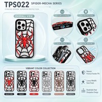 Coque de téléphone en métal plaqué motif toile d'araignée pour iPhone 15 Pro Max 11 12 13 14 16 17 18, légère et dissipant la chaleur