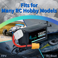 Batterie Lipo TERANTY 3S 1800mAh Shorty 11.1V 60C avec connecteur T/XT30/XT60/JST pour voiture RC 1/16 Slash Bashing Truck